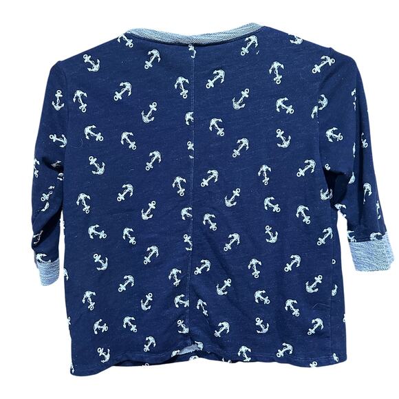 IB Diffusion Sweatshirt XL Blue Anchor Pullover 3/4 Sleeves Cotton Blend Coastal - Picture 2 of 7